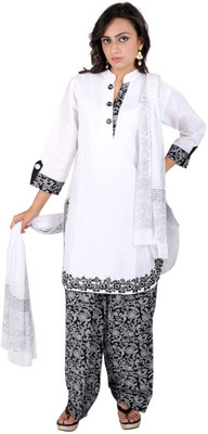 

Galaxy Embroidered Kurta & Churidar(Stitched), Black;white