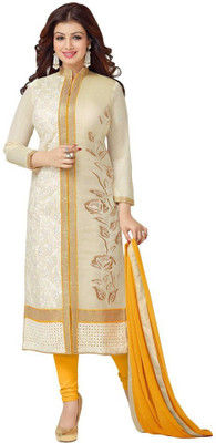 

Navya Cotton Embroidered Salwar Suit Dupatta Material(Un-stitched), Beige
