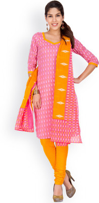 

EthnicQueen Cotton Floral Print, Solid Salwar Suit Dupatta Material(Un-stitched), Pink