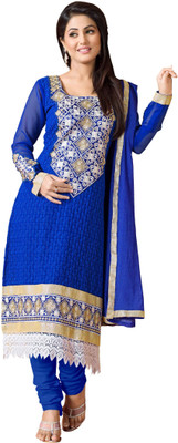 

Khushali Georgette Self Design Salwar Suit Dupatta Material(Un-stitched), Blue