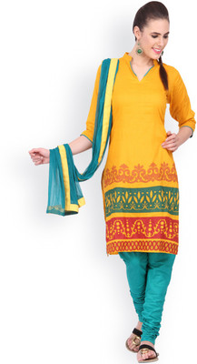 

EthnicQueen Cotton Floral Print, Solid Salwar Suit Dupatta Material(Un-stitched), Yellow