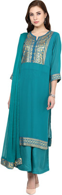 

Trishaa by Pantaloons Printed Kurta & Churidar(Stitched, Blue
