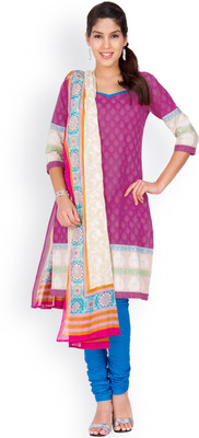 

EthnicQueen Cotton Floral Print, Solid Salwar Suit Dupatta Material(Un-stitched), Pink