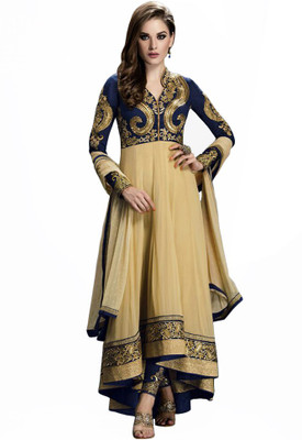 

Raagvi Georgette Embroidered Semi-stitched Salwar Suit Dupatta Material, Beige