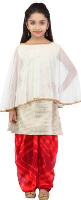 

K&U Self Design Kurta & Salwar(Stitched), Red;white