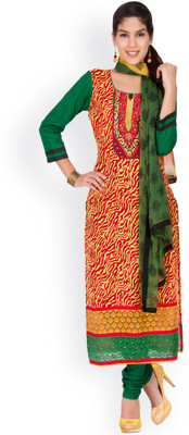 

EthnicQueen Cotton Floral Print, Solid Dress/Top Material(Un-stitched), Orange