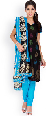 

EthnicQueen Cotton Floral Print, Solid Salwar Suit Dupatta Material(Un-stitched), Black