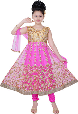 

Saarah Self Design Kurta & Churidar(Stitched, Pink
