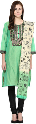 

Trishaa by Pantaloons Solid Kurta & Churidar(Stitched, Green