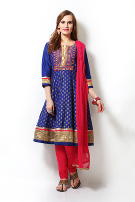 

Trishaa by Pantaloons Printed Kurta & Churidar(Stitched, Dark blue