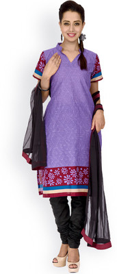 

EthnicQueen Cotton Geometric Print Salwar Suit Dupatta Material(Un-stitched), Purple
