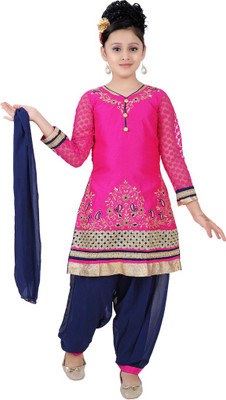 Saarah Self Design Kurti & Patiyala(Stitched, Pink