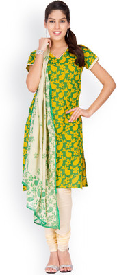 

EthnicQueen Cotton Floral Print, Solid Salwar Suit Dupatta Material(Un-stitched), Yellow