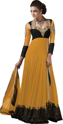 

Navya Georgette Embroidered Semi-stitched Salwar Suit Dupatta Material, Yellow