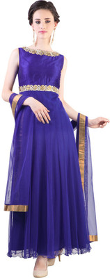 Libas Indi Self Design Kurta & Churidar(Stitched, Blue
