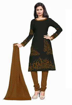 

Jiya Cotton Printed Salwar Suit Dupatta Material(Un-stitched), Black;brown