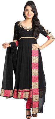 

Vandanaraj Solid Kurta & Salwar(Stitched), Black