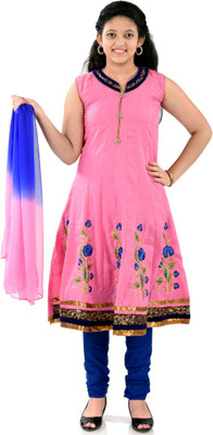 

Saarah Self Design(Stitched, Blue;pink
