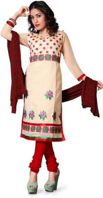 

Lunawat Synthetics Chanderi Embroidered Salwar Suit Dupatta Material(Un-stitched), Chiku