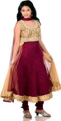 

Saarah Self Design Kurta & Churidar(Stitched, Maroon