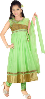 

Trendyy Girls Self Design Kurta & Salwar, Green