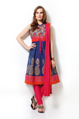 

Trishaa by Pantaloons Printed Kurta & Churidar(Stitched), Blue