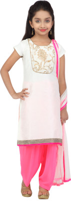 

K&U Self Design Kurta & Salwar(Stitched), Pink;white