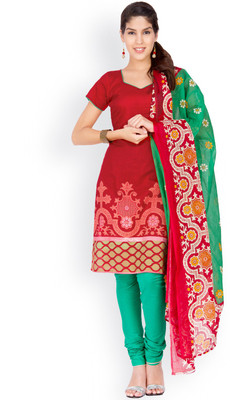 

EthnicQueen Cotton Floral Print, Solid Dress/Top Material(Un-stitched), Brown