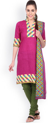 

EthnicQueen Cotton Geometric Print, Solid Salwar Suit Dupatta Material(Un-stitched), Pink