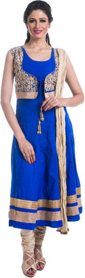 

Cynthia's Fashion Solid, Embroidered Kurta & Churidar(Stitched), Royal blue base