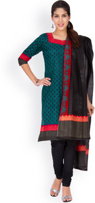 

EthnicQueen Cotton Floral Print, Solid Salwar Suit Dupatta Material(Un-stitched), Green