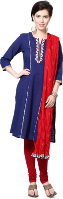 

Trishaa by Pantaloons Solid Kurta & Churidar(Stitched, Blue
