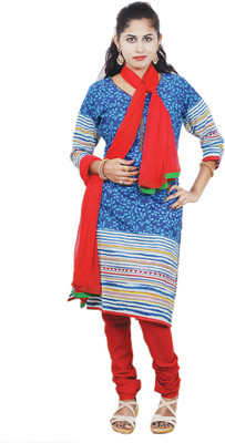 

Ginni 6 Printed Kurta & Churidar(Stitched), Blue