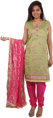 

Galaxy Embroidered Kurta & Churidar(Stitched, Parrot green