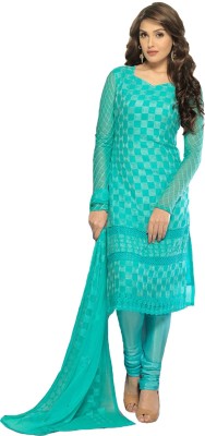 

V And V Shop Chiffon Embroidered Salwar Suit Dupatta Material(Un-stitched), Sky blue