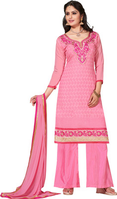 

Khushali Chanderi Self Design, Embroidered Salwar Suit Dupatta Material(Un-stitched), Pink