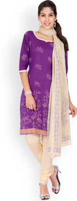 

EthnicQueen Cotton Floral Print, Solid Salwar Suit Dupatta Material(Un-stitched), Blue