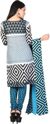 

EthnicQueen Cotton Geometric Print Salwar Suit Dupatta Material(Un-stitched), Blue