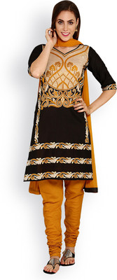 

EthnicQueen Cotton Floral Print, Solid Salwar Suit Dupatta Material(Un-stitched), Black