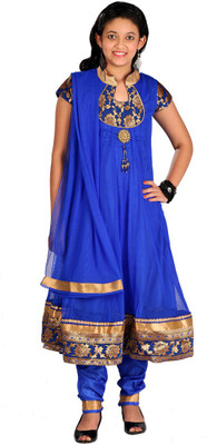 sarrah Indi Self Design Kurta & Churidar(Stitched, Blue