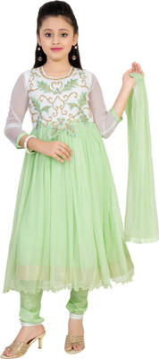 

Saarah Self Design Kurta & Churidar(Stitched, Green