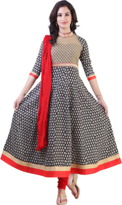 

Libas Indi Printed Kurta & Leggings(Stitched, Black