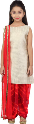 

K&U Self Design Kurta & Salwar(Stitched), Red;white