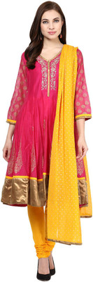 

Trishaa by Pantaloons Solid Kurta & Churidar(Stitched, Fuchsia