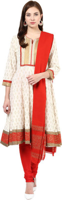 

Trishaa by Pantaloons Printed Kurta & Churidar(Stitched, Off white