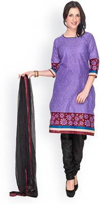 

Mam's Cotton Floral Print Dress/Top Material(Un-stitched), Purple