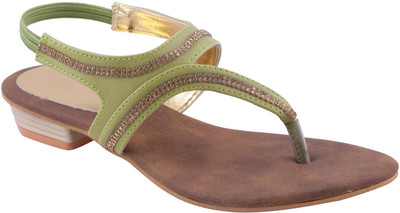 

Adorn Women Green and Brown Flats