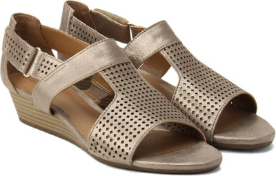 Clarks Women Metallic Leather Wedges