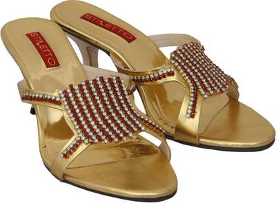 Stiletto Women Gold Heels