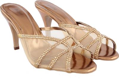 B Bitch Women Gold Heels